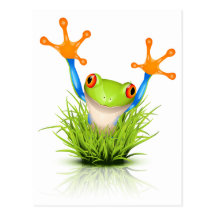 Wenig Baum-Frosch im Gras Postkarte