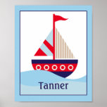 Wenig Segelboot kundengebundener Kinderzimmer-Kuns Plakatdruck