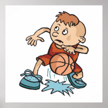 wenig tröpfelnder Ball des Basketballkinderjungen Poster