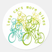 Weniger Autos mehr Fahrräder Runde Sticker