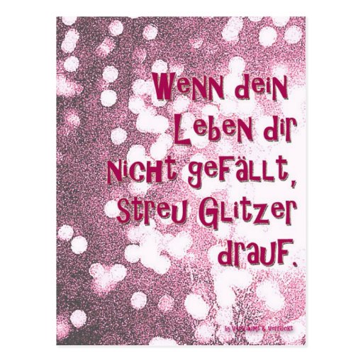 Wenn dein Leben..streu Glitzer drauf. Postkarte Zazzle