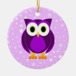 Wer? Frau Purple Owl Star Background Weinachtsornamente