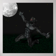 Werewolf Lycan, das am Mond heult und bellt Plakatdruck