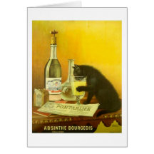 Wermut-Bürger-und Katzen-Vintage Plakat-Kunst Grußkarte