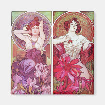 Wertvolle Steine und Blumen, Alphonse Mucha Magnete