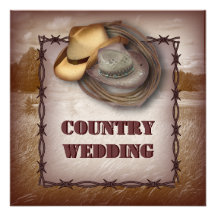Western-Cowboy-rustikale Land-Hochzeits-Einladung