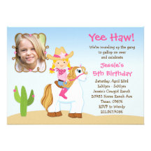 Western-Cowgirl-Pferdegeburtstags-Party Einladung