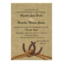Western Rope and Horseshoes Wedding Personalized Announcement