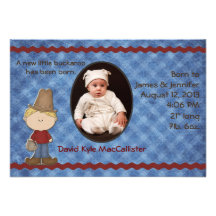 Western Theme Baby Boy Birth Announcement