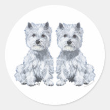 Westhochland-weißes Terrier-Zwillinge! Runde Sticker