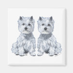 Westhochland-weißes Terrier-Zwillinge Kühlschrankmagnete