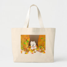 Westie - Herbst-Blätter Tragetasche