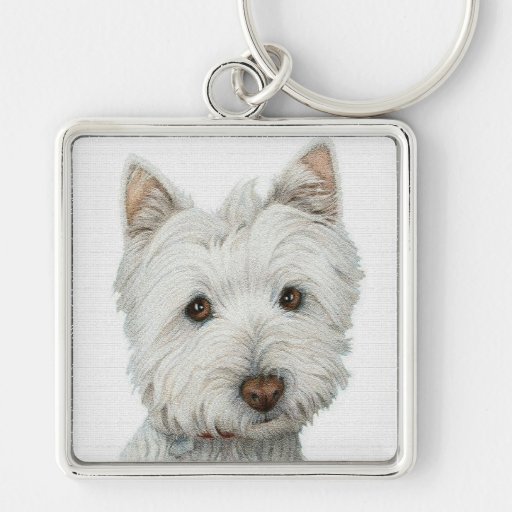 Westie mit Beschaffenheitseffekt Schlüsselanhänger