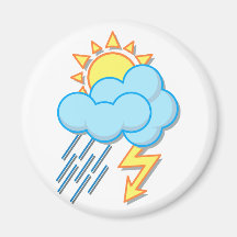 Wetter Sonne Regen Blitze weather sun rain Kühlschrankmagnet