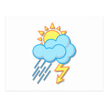Wetter Sonne Regen Blitze weather sun rain Postkarte