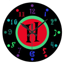 Whimsical Colors Monogram Decorative Wall Clock wanduhren
