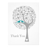 whimsy tree blue lovebirds mod wedding Thank You einladungen