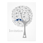 whimsy tree navy blue lovebirds wedding invites einladungen