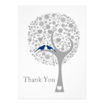 whimsy tree navy blue lovebirds wedding Thank You einladungen