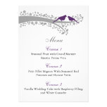 whimsy tree purple lovebirds menu cards einladungen