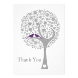 whimsy tree purple lovebirds mod wedding Thank You einladungen