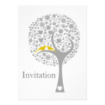 whimsy tree yellow lovebirds mod wedding invites einladungen