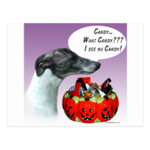 Whippet Halloween Süßigkeit Postkarte