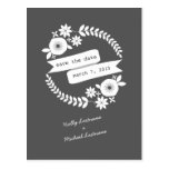 White Floral Wreath Wedding Save The Date Postcard