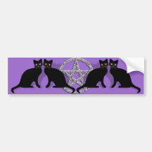 Wicca magischer Pentagram mit schwarze Katzen-Vert Auto Aufkleber