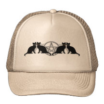 Wicca magischer Pentagram mit schwarze Katzen-Vert Baseball Kappen