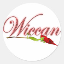 Wiccan mit Roter Rose Runde Sticker