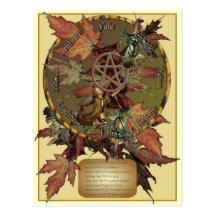Wiccan Rad mit Pentagramm-Postkarte