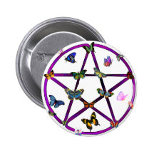 Wiccan Stern und Schmetterlinge Anstecknadel