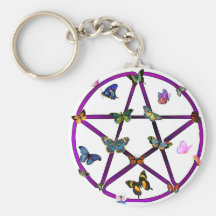 Wiccan Stern und Schmetterlinge Schlüsselbänder