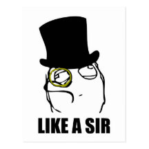 Wie ein Sir Monocle Rage Face Meme Postkarten