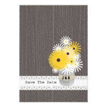 Wildblumen in einem Blechdose-Monogramm Save the D Einladungskarten