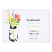 Wilde Blumen u. Maurer-Glas-Hochzeits-Einladungen