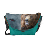 Wilde Grizzlybär-u. Lachs-Tier-Bote-Tasche Kurier Tasche