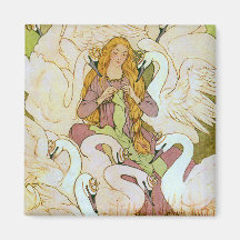 Wilder Schwan-Märchen-Kunst-Magnet Kühlschrankmagnet