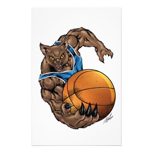 Wildkatzen-Rotluchs-Basketball blau, weißer Streif Personalisiertes Druckpapier
