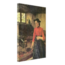 Wilhelm Maria Hubertus Leibl - Mädchen auf dem Ofe Leinwand Druck