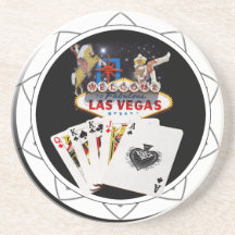 Willkommenes Zeichen-Schwarz-Poker-Chip Getränkeuntersetzer