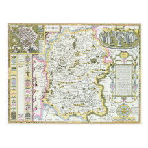 Wiltshire, graviert von Jodocus Hondius Postkarte