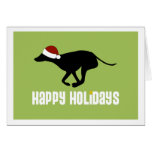 Windhund-Weihnachtsmannmütze Grußkarte