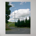 Windkraftanlagen in der Landschaft Poster