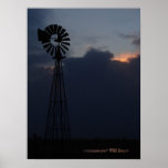 Windmühle und bewölkter Sonnenuntergang Posterdruck