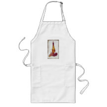 wine bottle with grapes aprons