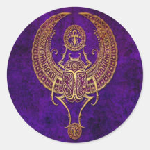 Winged Egyptian Scarab Beetle with Ankh - purple Stickers