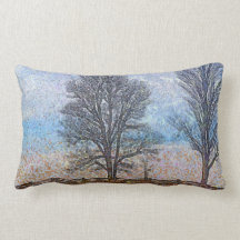 Winter-Baum-u. Bauernhof-Zaun-Weiden-Kunst Kissen