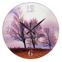 Winter-Baum-u. Bauernhof-Zaun-Weiden-Kunst Uhren